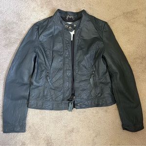 Women's Charcoal Gray Leather Jacket